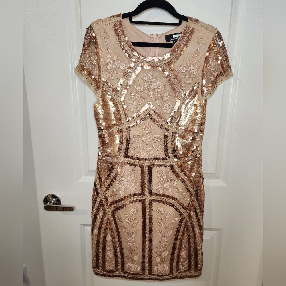 Lulu's Rose Gold Sparkle Dress